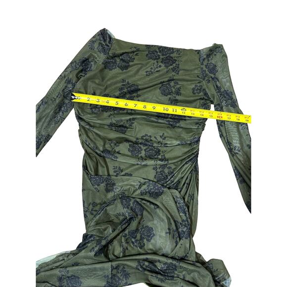 Whimsigoth Olive Floral Mesh Maxi - Picture 7 of 10